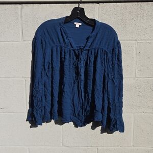 Deep Blue Peasant Blouse